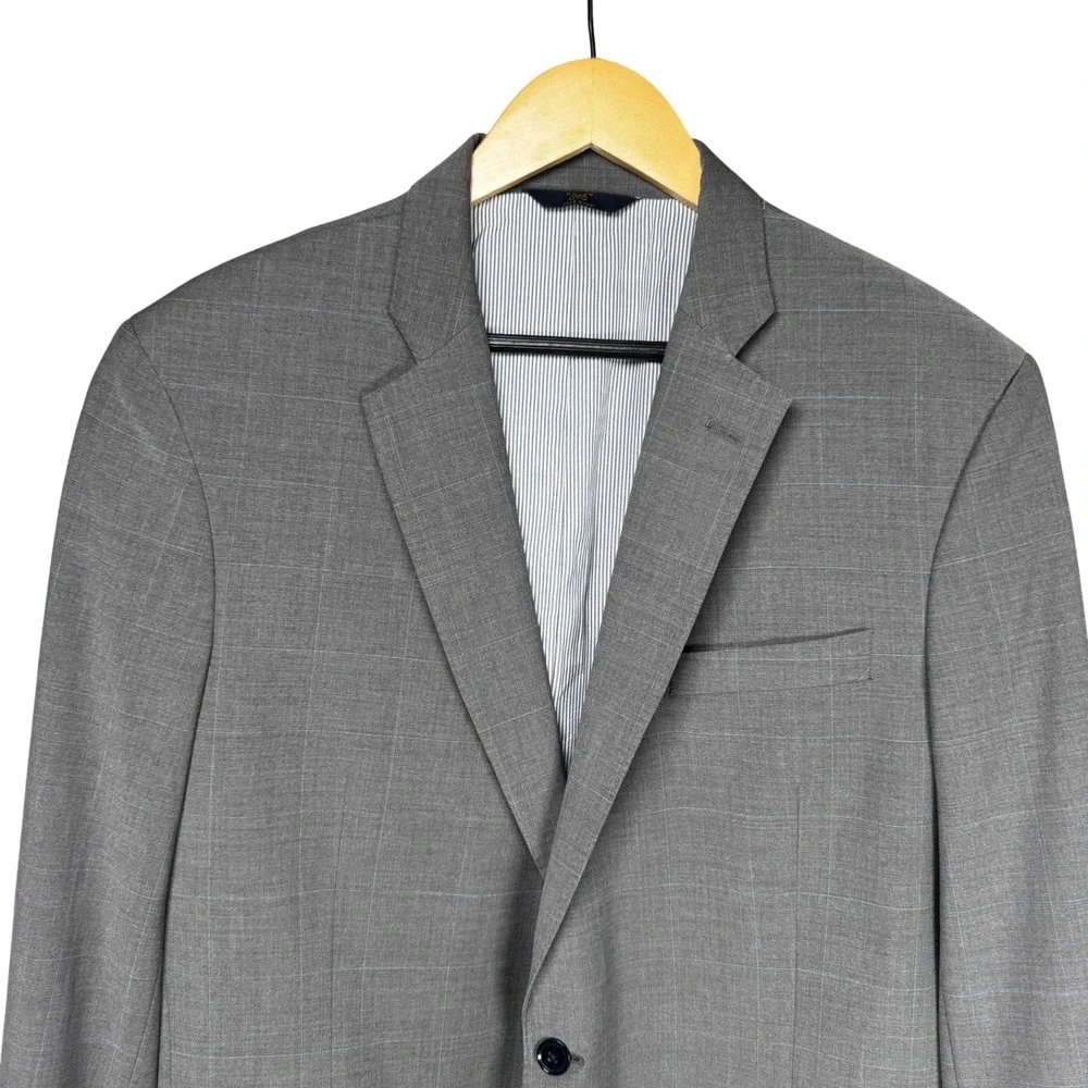 BROOKS‎ BROTHERS Gray Plaid Wool Blend Explorer Fitzgerald Blazer Jacket 44L